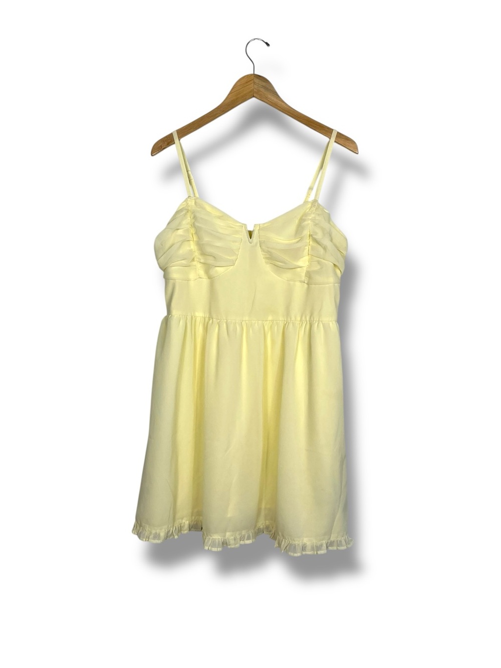 Hollister Yellow Corset Dress Mini XL Babydoll Ruched Back Adjustable Sundress - Picture 6 of 12